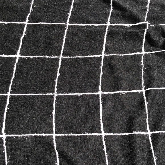 VINCE Black White Window Pane Pullover V Neck Tunic Blouse Short Sleeve Top S - Picture 5 of 8